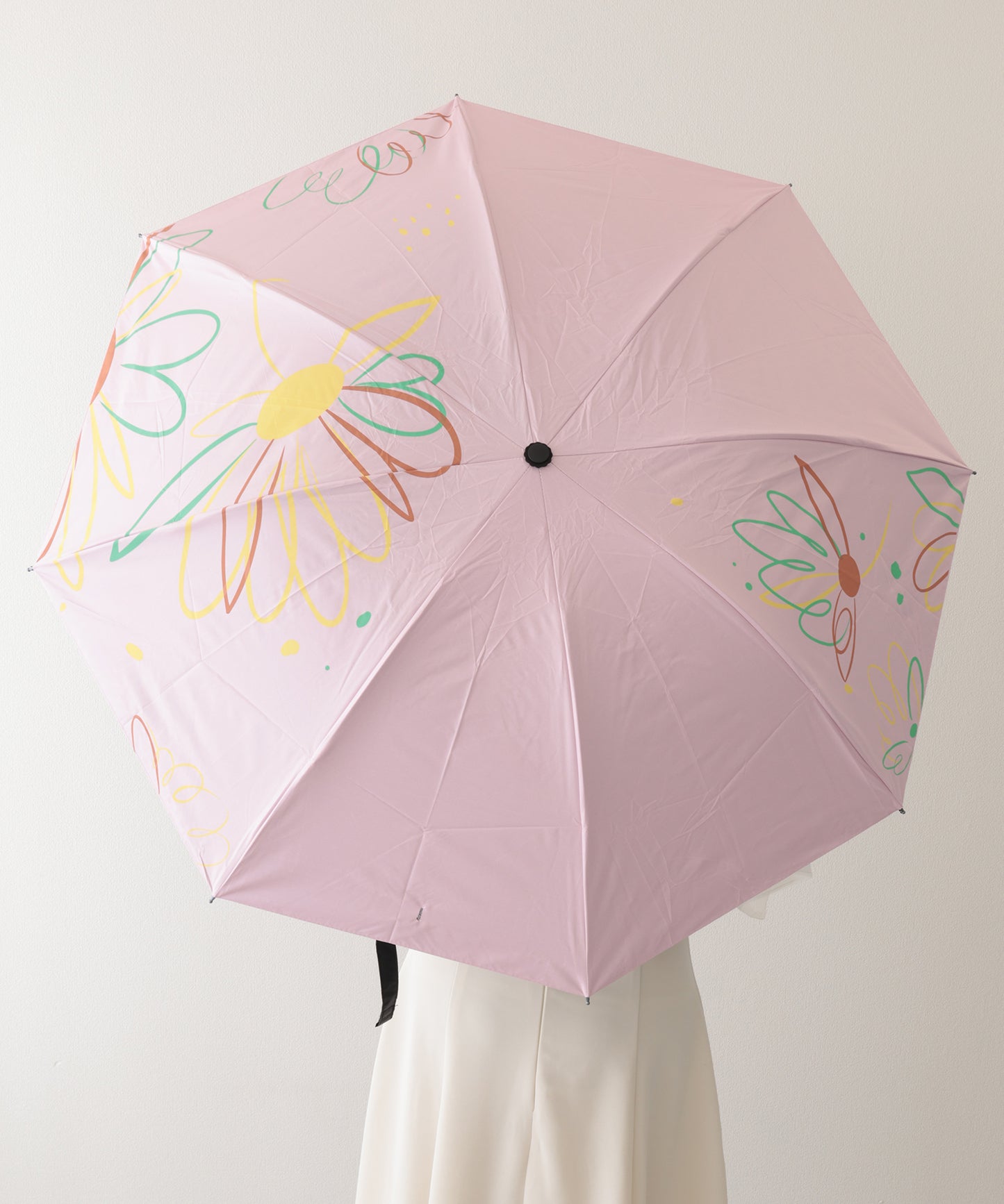 晴雨兼用 配色 フラワー 遮光 折りたたみ傘