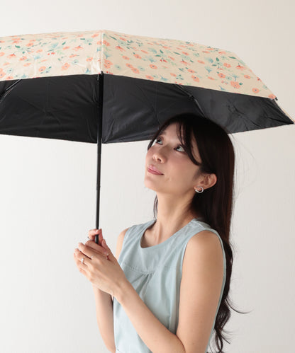 晴雨兼用 レトロ フラワー 遮光 折りたたみ傘
