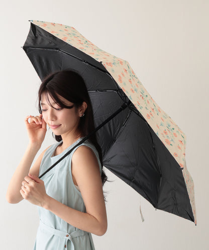 晴雨兼用 レトロ フラワー 遮光 折りたたみ傘