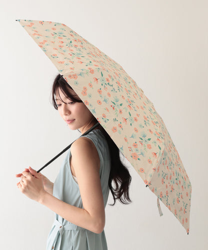 晴雨兼用 レトロ フラワー 遮光 折りたたみ傘