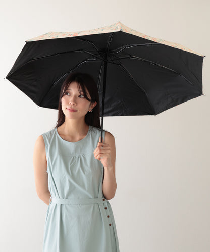 晴雨兼用 レトロ フラワー 遮光 折りたたみ傘