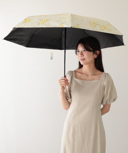 晴雨兼用 レトロ フラワー 遮光 折りたたみ傘