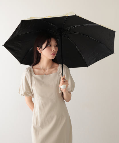 晴雨兼用 レトロ フラワー 遮光 折りたたみ傘
