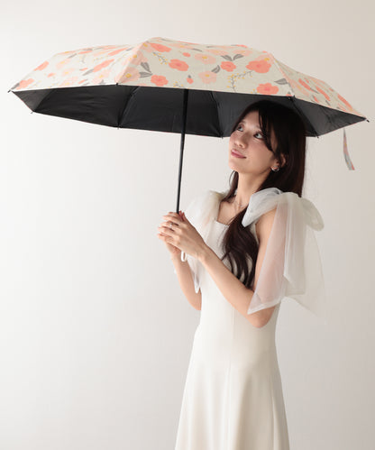 晴雨兼用 レトロ フラワー 遮光 折りたたみ傘