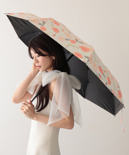晴雨兼用 レトロ フラワー 遮光 折りたたみ傘