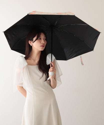 晴雨兼用 レトロ フラワー 遮光 折りたたみ傘