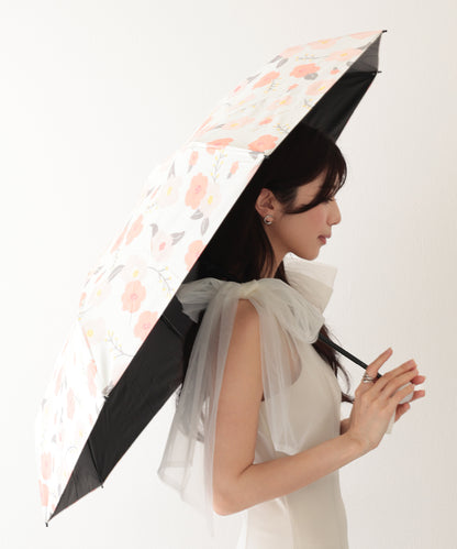 晴雨兼用 レトロ フラワー 遮光 折りたたみ傘