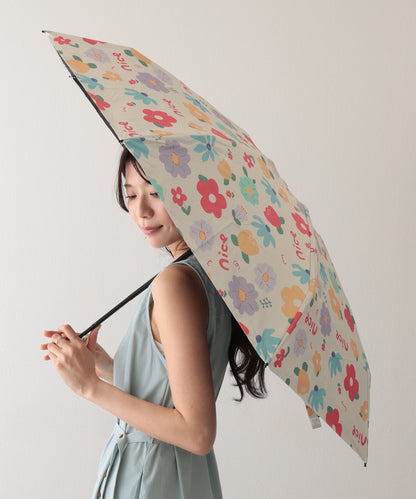 晴雨兼用 レトロ フラワー 遮光 折りたたみ傘