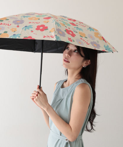 晴雨兼用 レトロ フラワー 遮光 折りたたみ傘