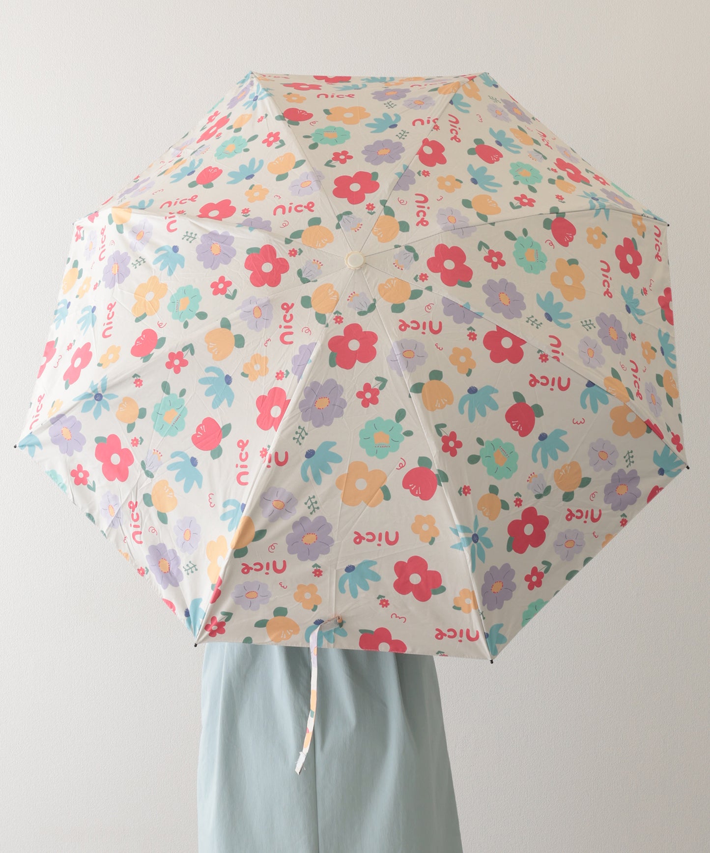 晴雨兼用 レトロ フラワー 遮光 折りたたみ傘