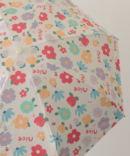 晴雨兼用 レトロ フラワー 遮光 折りたたみ傘