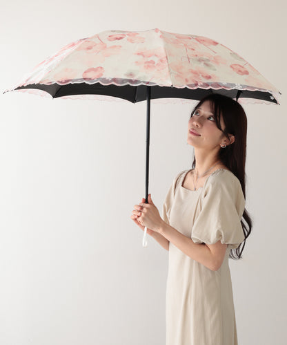 晴雨兼用 レース レイヤード 遮光 折りたたみ傘