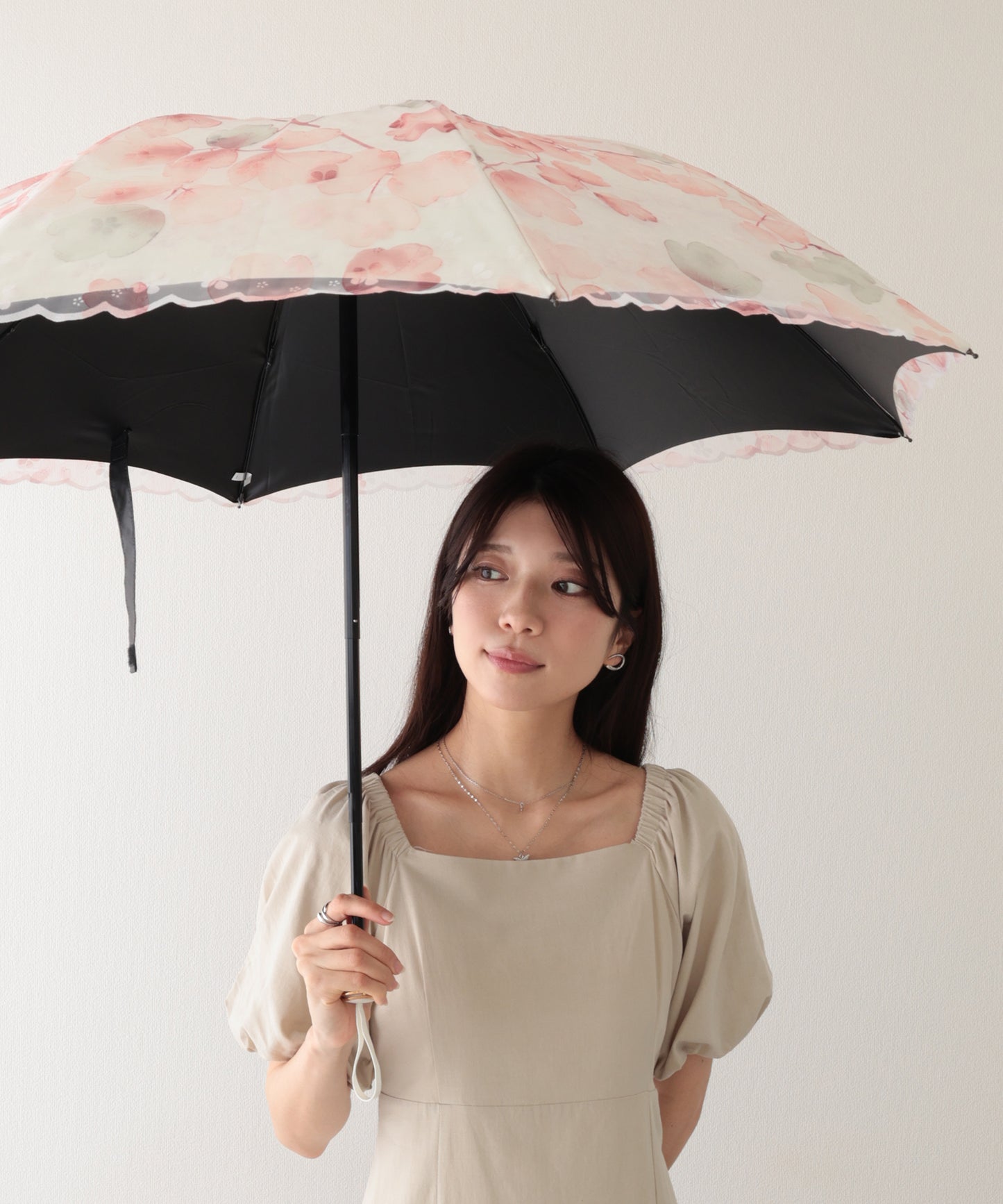 晴雨兼用 レース レイヤード 遮光 折りたたみ傘