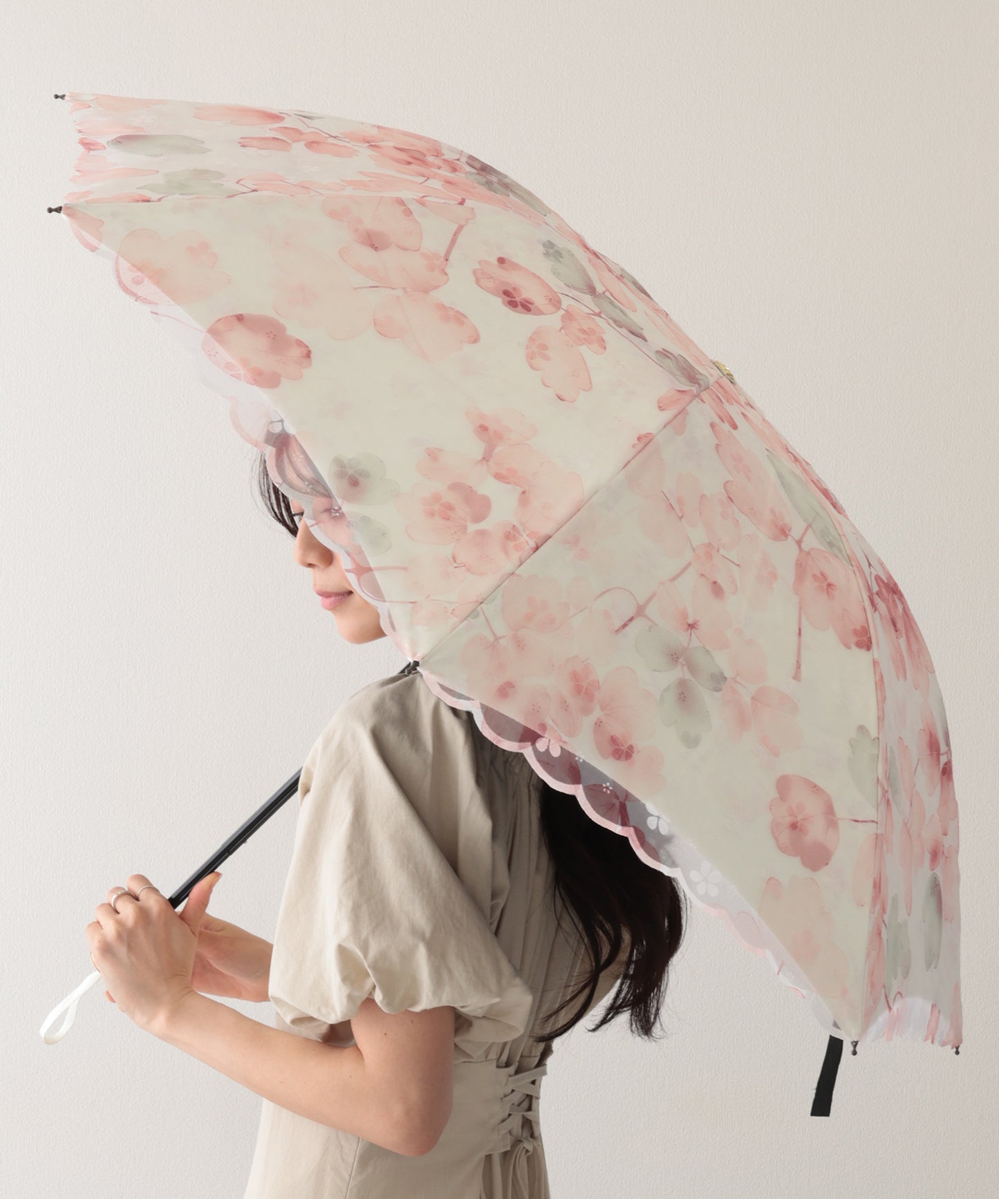 晴雨兼用 レース レイヤード 遮光 折りたたみ傘