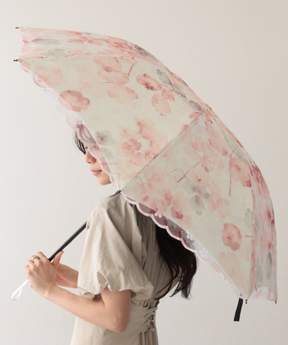 晴雨兼用 レース レイヤード 遮光 折りたたみ傘
