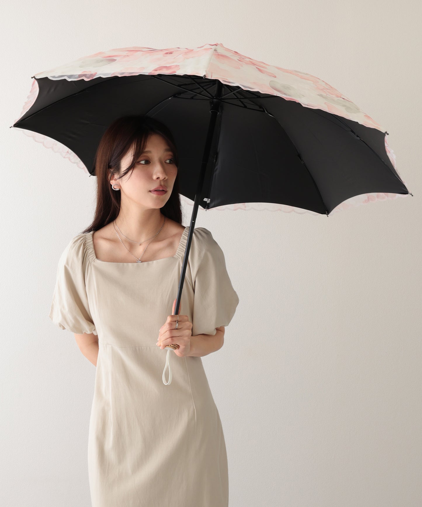 晴雨兼用 レース レイヤード 遮光 折りたたみ傘