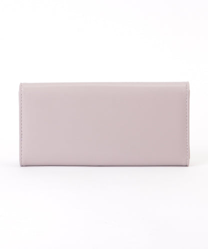 レザー調 リーフ モチーフ付き 三つ折り 長財布