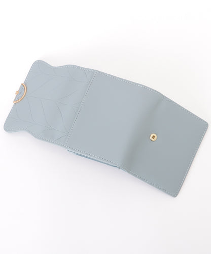 ヘリンボーン風 ステッチ ウエーブ 三つ折り 財布