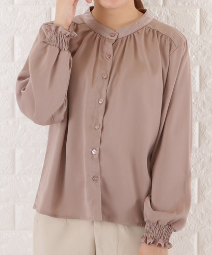 バンドカラーシフォンブラウス