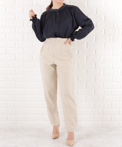 バンドカラーシフォンブラウス