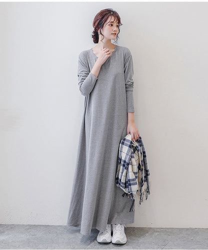 ゆったりロング長袖Ｔシャツワンピース