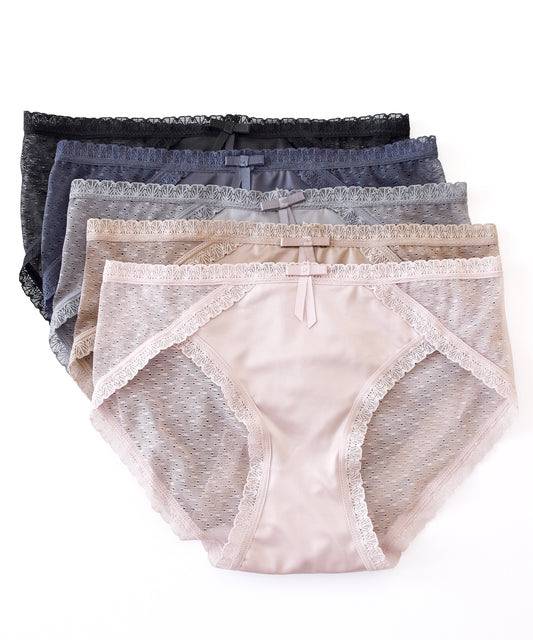 【5色組】セットでお得♪レディース サテンレースショーツ 5色5枚セット
