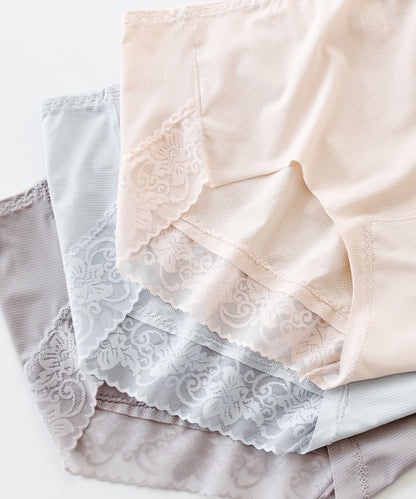 【5色組】セットでお得♪ショーツ 5色5枚セット さわやかなメッシュ生地のシルクタッチレースショーツ