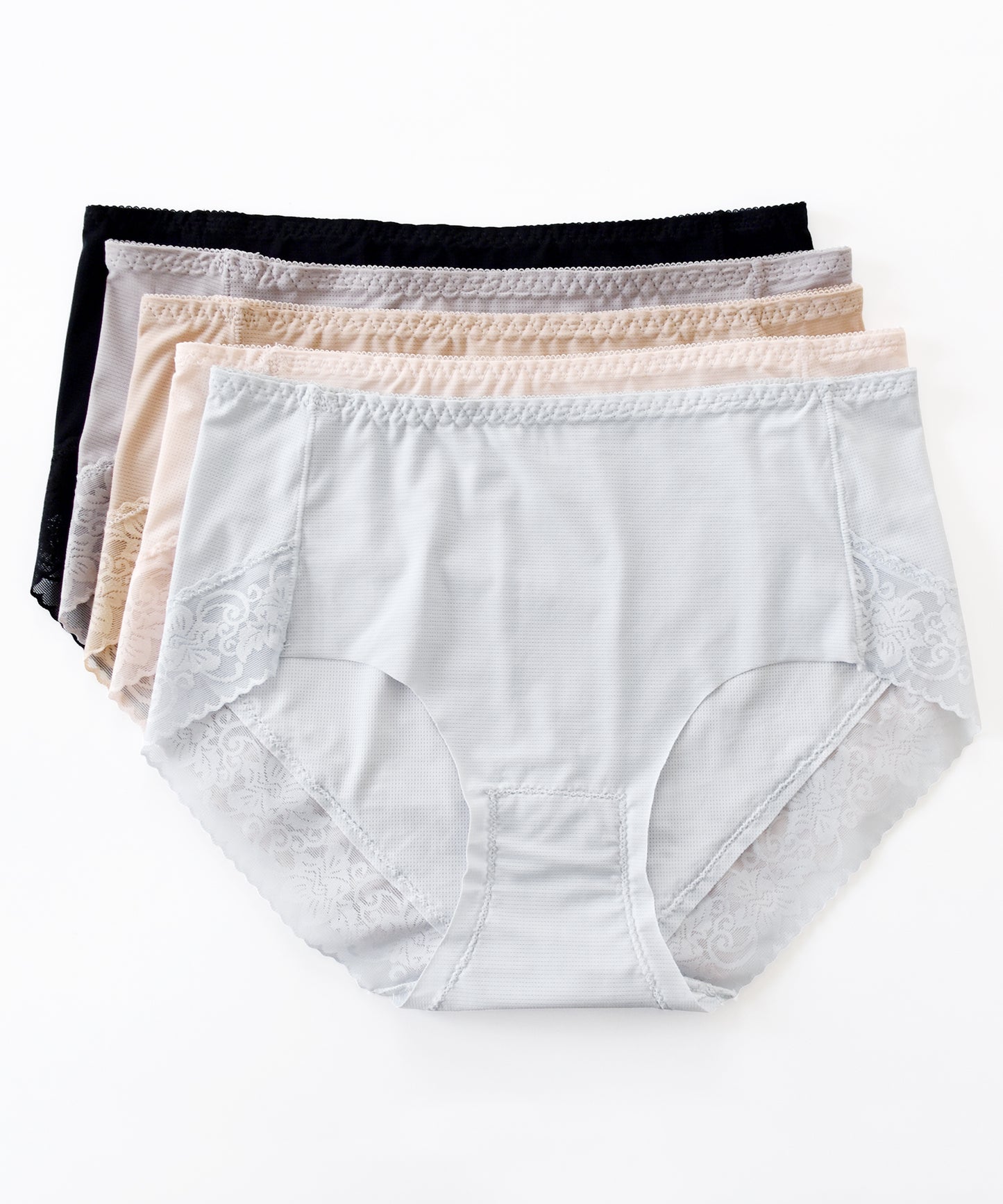 【5色組】セットでお得♪ショーツ 5色5枚セット さわやかなメッシュ生地のシルクタッチレースショーツ