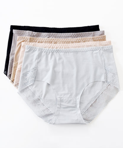 【5色組】セットでお得♪ショーツ 5色5枚セット さわやかなメッシュ生地のシルクタッチレースショーツ