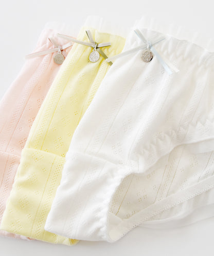 【3色組】セットでお得♪ショーツ 3色3枚セット ひらひらフリルがかわいい パステルカラーコットンショーツ