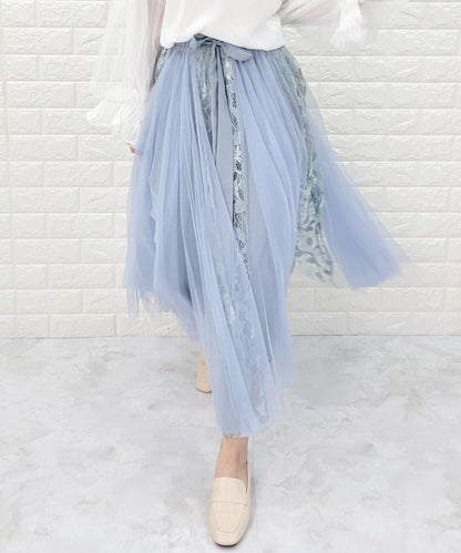 リボン付き  ロングチュールスカート